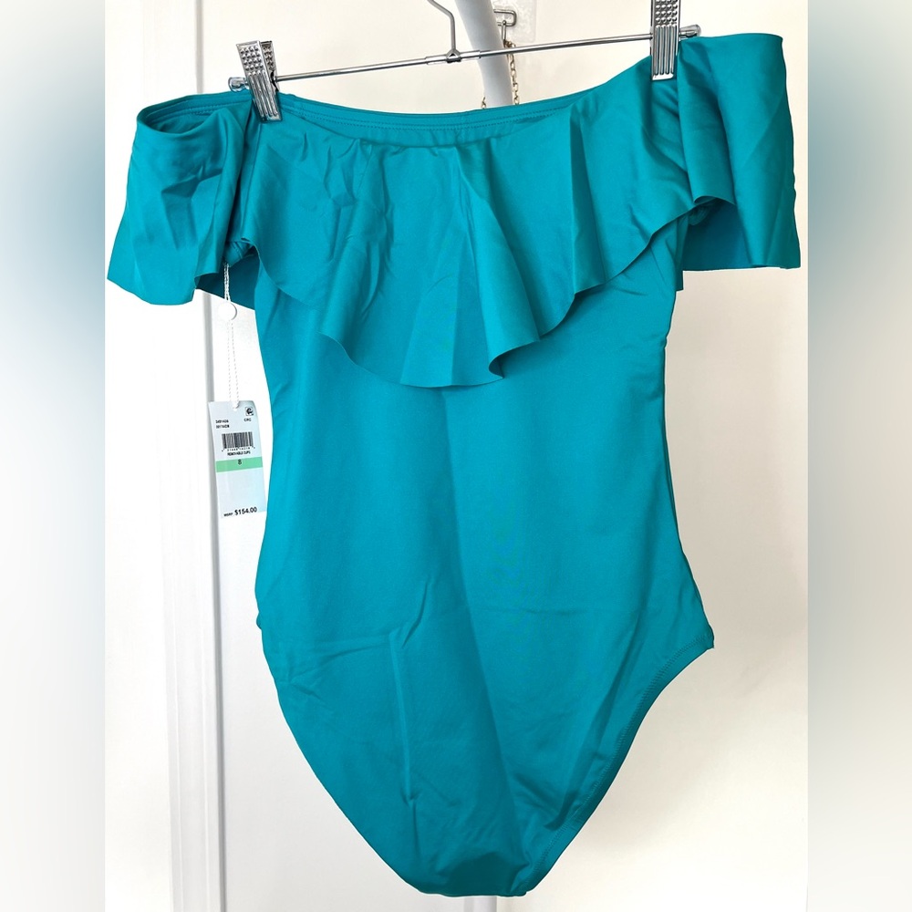 Trina Turk NWT Monaco Off The Shoulder Ruffle One-Piece Swimsuit - Picture 6 of 9
